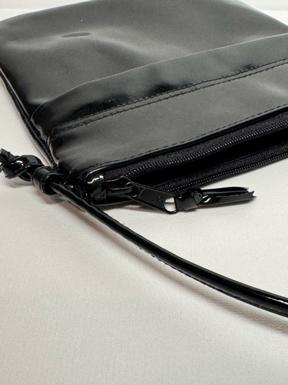 Bechamel Black Patent Leather Crossbody Bag Minimalist Glossy Shoulder Purse - Picture 8 of 11